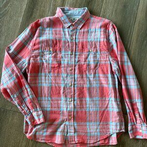 True Girt coral/light blue men's plaid shirt size XL